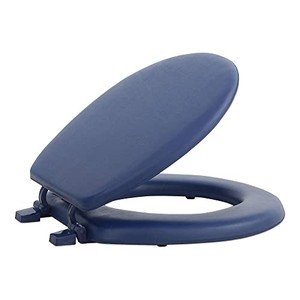 lot 68732 image: Soft Standard Vinyl Toilet Seat, Navy - 17 Inch Soft Vinyl Cover with Comfort Foam Cushioning - Fits All Standard Size Fixtures - Easy to Install Fantasia by Achim Home Decor