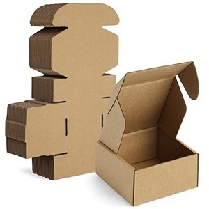 lot 68734 image: Famagic 50 Pack 4x4x2 Small Shipping Boxes - Brown Corrugated Cardboard Mailer Boxes for Small Business, Mailing Boxes for Packaging, Bulk