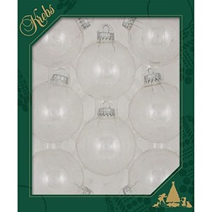 lot 68758 image: Christmas by Krebs 8 Pack Clear with Silver Caps 2 58 (67mm) Ornament Designer Seamless Craft Glass Ball
