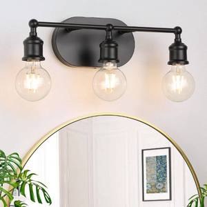 lot 68759 image: MAXvolador Bathroom Light Fixtures, 3-Light Black Vanity Light, Vintage Wall Sconce Lighting, Modern Wall Light Vanity Light, E26 Base Porch Wall Lamp