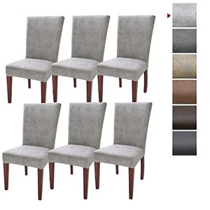 lot 69705 image: EVETIS Dining Room Chair Covers Set of 6, Removable Washable Stretch Parsons Seat Slipcover Protector for Dining Room, Hotel, Kitchen (Glacier Silver, 6 Pack)