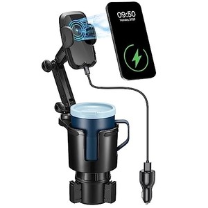 lot 69708 image: THIS HILL 3-in-1 Car Wireless Charger Cup Holder, Upgrade 15W Charging, Car Cup Holder Phone Mount with Adjustable Base & 360° Rotation Compatible for All Smartphones(with Car Adapter)