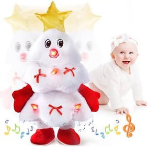 lot 69715 image: Ideashop Singing Dancing Christmas Tree Plush Toy, 15.7 Electric Christmas Tree Plush Interactive Toy Figures with 10 Musical Songs, LED Lights, Recording & Repeating, Xmas Decoration