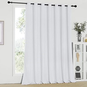 lot 69719 image: NICETOWN Room Divider Curtain, Sliding Door Curtain, Wide Width Thermal Drapes, Absorb Noise, Room Darkening, Vertical Blinds for Patio Door (Greyish White, Width 100 inches, Length 95 inches)