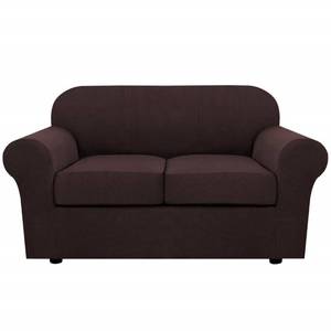 lot 69725 image: H.VERSAILTEX 3 Piece Stretch Sofa Covers for 2 Cushion Loveseat Couch Covers for Living Room Sofa Slipcovers (Base Cover Plus 2 Seat Cushion Covers) Thicker Jacquard Fabric(Medium Sofa, Chocolate)