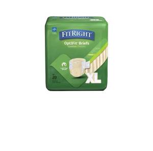 lot 69726 image: Medline FitRight OptiFit Extra Adult Diapers with leak stop guards, Disposable Incontinence Briefs with Tabs, Moderate Absorbency, X-Large, 57-66, 20 count