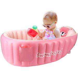 lot 69735 image: Swimbobo Inflatable Baby Bath Tub Portable Foldable Travel Mini Swimming Pool Helps Infants to Toddler Tub (Pink)