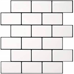 lot 69748 image: Art3d Subway Tiles Peel and Stick Backsplash, 12inch x 12inch Stick on Tiles Kitchen Backsplash (10 Tiles, Thicker Version)