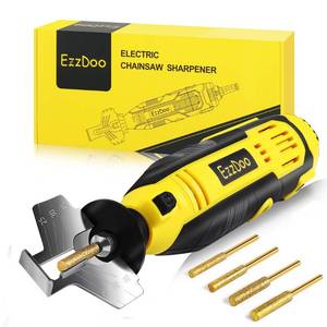 lot 69752 image: EzzDoo Electric Chainsaw Sharpener Kit with TITANIUM-PLATED Diamond Bits - High-Speed Chain saw Sharpener Tool and 4 Sizes High Hardness Sharpening Wheels For All Chainsaw Chains.