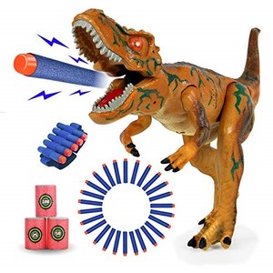 lot 69754 image: KUARLUBI Dinosaur Toys for Kids, Toy Dinosaurs Foam Dart Gun Realistic Electronic LED Light Up Model Toys with Shooting Roaring for Kids Boys Girls Birthday Gifts