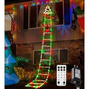 lot 69769 image: Hiboom 10FT Christmas Santa Ladder Outdoor, 11 Lighting Modes Christmas Decorations Outdoor with Remote Control, Christmas Santa Climbing Ladder Outdoor Christmas LED Lights for Wall Garden Tree Decor