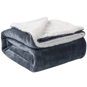 lot 69770 image: NANPIPER Sherpa Blanket Twin Warm Bed Blanket for Winter Cozy Soft Fuzzy Couch Throw Flannel FleeceWool Like Reversible Plush Blanket (Grey Twin Size 60x80)
