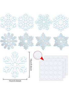 lot 69785 image: Snowflake Cutouts Decorations, Winter Christmas Snowflake Paper Cutouts with Glue Point Dots for Bulletin Board Frozen Party Home Class Office Decor Accessories (Silver, White, 45 Pieces)