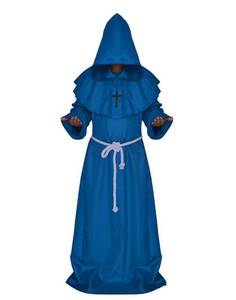 lot 69788 image: VERNASSA Medieval Monk Robe Priest Robe Halloween Cosplay Costume Cloak,Blue,Large