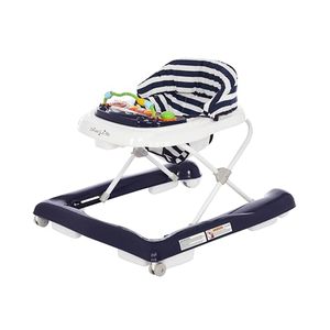 lot 60254 image: Dream On Me 2-in-1 Ava Baby Walker, Easy Convertible Baby Walker, Walk Behind, Height Adjustable Seat, Added Back Support, Detachable-Toy Slate, Navy