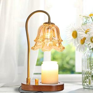 lot 60260 image: Mutois Candle Lamp Warmer for Jar Candles, Glass Gold Modern Electric Dimmable Wax Melter Lamps, Flower Lampshade Candle Lamp for Home Decor, Soy Wax Candles,2 Bulb Included(Candles not Included)