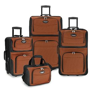lot 60264 image: Travel Select Amsterdam Expandable Rolling Upright Luggage, Orange, 4-Piece Set