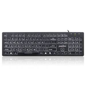 lot 60287 image: Perixx PERIBOARD-317 Wired Backlit USB Keyboard, Big Print Letter with White Illuminated LED, US English Layout,Black