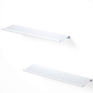 lot 60307 image: SRIWATANA White Metal Wall Shelves, 2 Set Floating Shelves for Bedroom, Living Room, Bathroom, Kitchen - Matte White