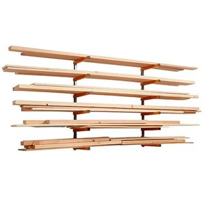 lot 60308 image: Bora Wood Organizer and Lumber Storage Metal Rack with 6-Level Wall Mount �� Indoor and Outdoor Use, In Orange  PBR-001