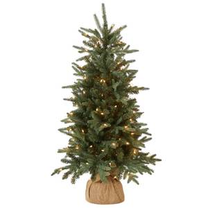 lot 60498 image: National Tree Company Pre-lit Artificial Mini Christmas Tree  Includes Small Lights and Cloth Bag Base  for Tabletop or Desk  Burlap-4 ft, 4, Green