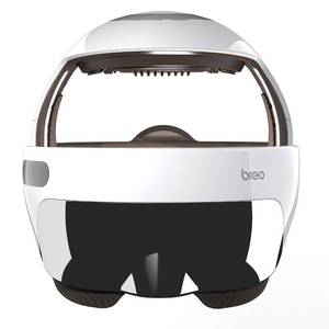 lot 60295 image: Breo iDream5s Electric Head Massager, Eye &amp Neck Massage Helmet with Heat, Kneading, Pressure, APP Control Scratcher for Relax - Retail $419.99