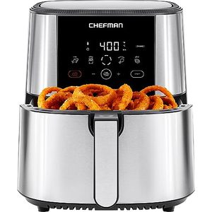 lot 60318 image: Chefman TurboFry� Touch Air Fryer, XL 8-Qt Family Size, One-Touch Digital Control Presets, French Fries, Chicken, Meat, Fish, Nonstick Dishwasher-Safe Parts, Automatic Shutoff, Stainless Steel