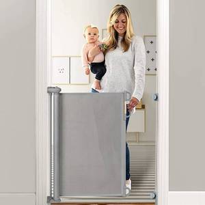 lot 60527 image: Momcozy Retractable Baby Gate, 33 Tall, Extends up to 55 Wide, Child Safety Baby Gates for Stairs, Doorways, Hallways, Indoor, Outdoor