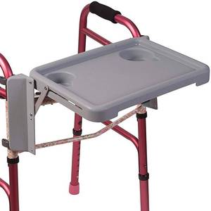 lot 60530 image: DMI Walker Tray, Rollator Tray, Mobility and Walker Accessory Tray Table Fits Most Standard Walkers, Folding with Two Cup Holders and Tool Free Assembly, 16 x 11.8