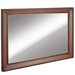 lot 60532 image: WIOWUR Rustic Wall Mirror for Bathroom,Unique Rectangle 24 x 36 inch Tempered Mirror with Wood Frame for Living Room,Entryway,Bedroom��Bronze Brown