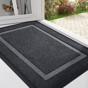 lot 60553 image: OLANLY Front Door Mat Indoor Outdoor Entrance, Waterproof All-Season, All-Weather Doormat, Durable Natural Rubber, Fade Resistant, Low Profile, Easy Clean Patio Porch Entryway Mat, 47x32, Grey