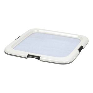 lot 60555 image: IRIS USA Pee Pad Holder for Puppy Pads, Dog Pad Holder, Pee Pad Tray for Training Pads, Holds Pads 22x23 or Larger, WhiteGray