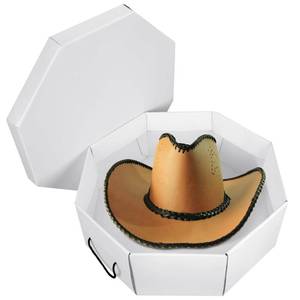 lot 60556 image: Pangda Cardboard Hat Box with Lid, Octagonal Hat Box Storage Organizer, Cowboy Hat Case Container Large Octagon Boxes Foldable Travel Cap Boxes for Women Men Storage