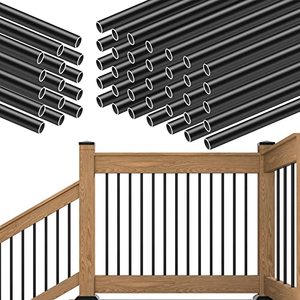lot 60559 image: Muzata 50Pack 36 Aluminum Deck Balusters Round Black Deck Railing Stair Porch Staircase Spindles 34 Diameter Hollow for Wood and Composite Deck, WT01