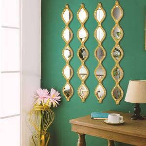 lot 60561 image: BBTO Teardrop Mirror Wall Decor Decorative Mirror Rustic Crush Diamond Mirrors Wall Decor Farmhouse Decorative Long Mirror for Bathroom Bedroom Entryway Apartment Living Room (Gold, 4 Pcs)