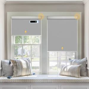 lot 60562 image: Motorized Roller Blinds, Blackout Automatic Shades with Solar Panel Cordless Smart Blinds for Windows, Custom Electric Blinds Horizontal Roller Shades with Remote - ONE SHADE