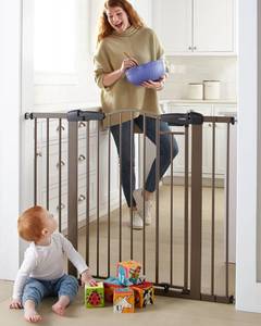 lot 60627 image: Cumbor 29.7-46 Wide Extra Tall Safety Dog and Baby Gate, 36 Tall Pressure Mounted Auto Closed Pet Gate for Stairs,Doorway, Easy Walk Thru Child Gate for The House, Brown, Moms Choice Awards Winner