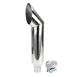 lot 60709 image: LucaSng 5 Inlet 8 Outlet 36 Long Polished Stainless Steel Miter Angle Cut Diesel Smoker Exhaust Stack Tip(Smokers 5 ID Inlet 36 Long with Clamp)