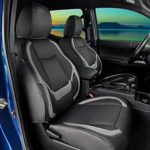 lot 60536 image: Super Cover� for Toyota Tacoma Seat Covers 2016-2022 2023,Fit for Tacoma Crew CabDouble Cab with Pattern(Black and Gray)Water Proof Leather Accessories(Not Fit the Fourth Generation Toyota Tacoma)