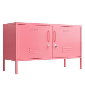 lot 60572 image: 2 Doors Metal Storage Cabinet Cabinet Multifunction Storage Cabinet Modern Kitchen Large Space Adjustable Bedroom Display Cabinet Height Locker Red Size 23.62��H x 39.37��W x 14.96��D