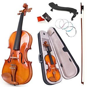 lot 60610 image: Violin 44 Full Size,Kmise Solid Wood Fiddle for Adults Beginners Students Kids,with Hard Case with Hygrometer,Violin Bow,Shoulder Rest,Rosin,Extra Strings