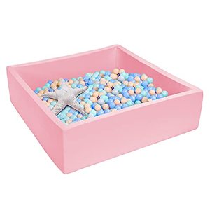 lot 60631 image: UHAPPYEE Extra Large Square Foam Ball Pit for Toddler, 47x47x14 Soft Ball Pit Poool with Removable Cover, Indoor Memory Sponge Ball Playpen Without Balls - Pink