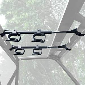 lot 60715 image: StarknightMT UTV Gun Rack - UTV Overhead Gun Holder Roof GunBow Rack With Soft Padding, Adjustable Fits 21-27 Spacing Compatible with Polaris Ranger Kawasaki MuleRTV