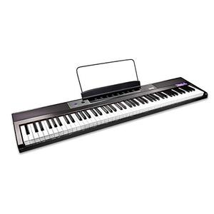 lot 60717 image: RockJam 88 Key Digital Piano Keyboard Piano with Full Size Semi-Weighted Keys, Power Supply, Sheet Music Stand, Piano Note Stickers & Simply Piano Lessons