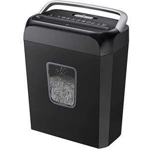 lot 60719 image: Bonsaii Paper Shredder for Home Use,6-Sheet Crosscut Paper and Credit Card Shredder for Home Office with Handle for Document,Mail,Staple,Clip-3.4 Gal Wastebasket(C237-B)