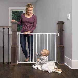 lot 60730 image: Regalo 2-in-1 Extra Wide Stairway and Hallway Walk ThroughBaby Safety Gate, Hardware Mounting, White 24x40.5x28.5(Pack of 1)