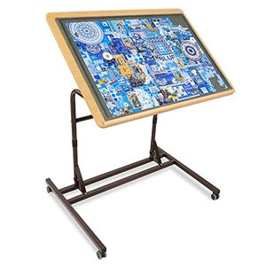 lot 60731 image: ALL4JIG Adjustable Wooden Jigsaw Puzzle Table with Wheels, Fits 500-2000 Piece Puzzles (Puzzle Board Not Included)