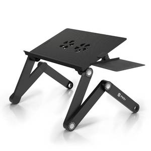 lot 60736 image: Laptop Table Stand Adjustable Riser Portable with Mouse Pad Fully Ergonomic Mount Ultrabook MacBook Gaming Notebook Light Weight Aluminum Black Bed Tray Desk Book Fans Up to 17 inch