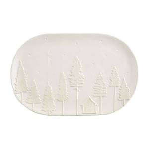 lot 60737 image: Mud Pie Stoneware White Christmas Tree Serving Platter, 11x17