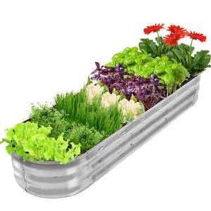 lot 60543 image: GADI Raised Garden Bed Kit for Vegetables Flower Galvanized Metal Planter Box Designed for Easy DIY and Cleaning Not Twist Or Rot (Silver)